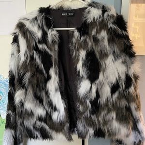 Black faux fur coat
